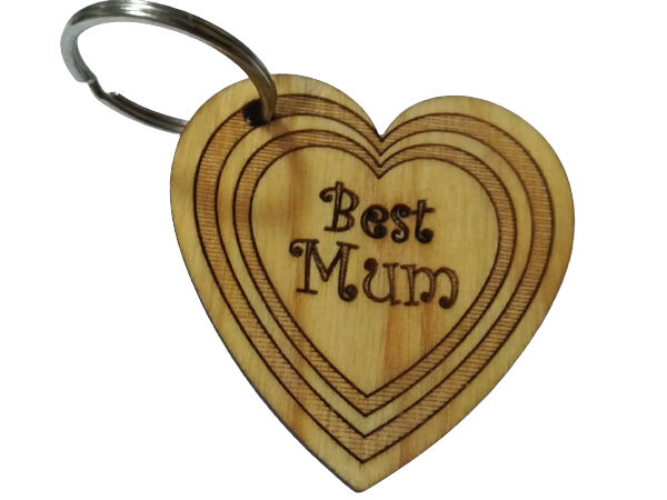 Best Mum Wooden Laser Cut Keyring - Personalised